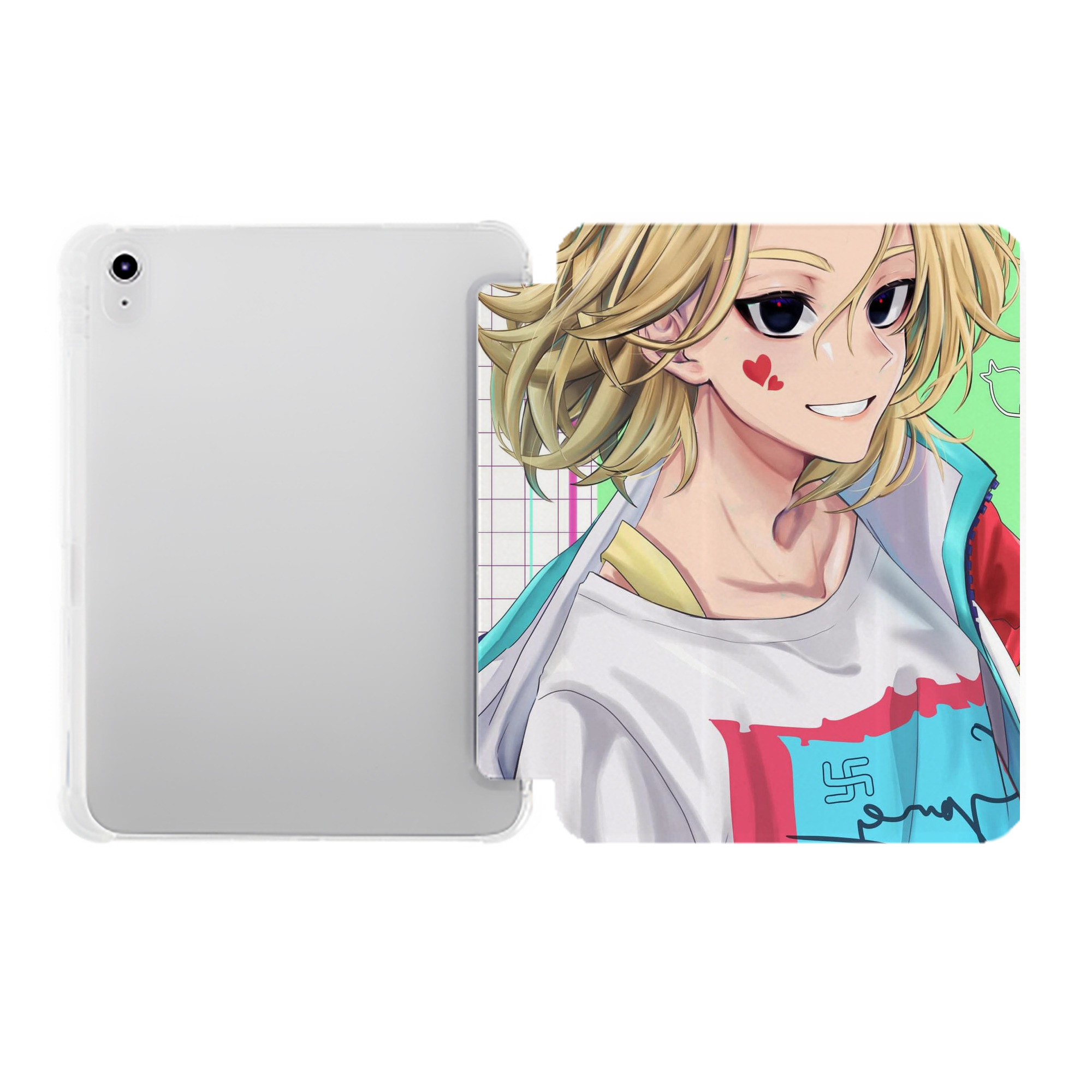 （画像用） 東京リベンジャーズ Tokyo Revengers IPad ケース ペン収納付き 三つ折りスタンド PUレザー×シリコン 対応機種9.5/10.5/10.9インチ